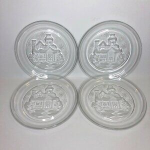 Arcoroc Welcome Home Christmas House Holiday 7.5” Dessert Plates Set Of 4